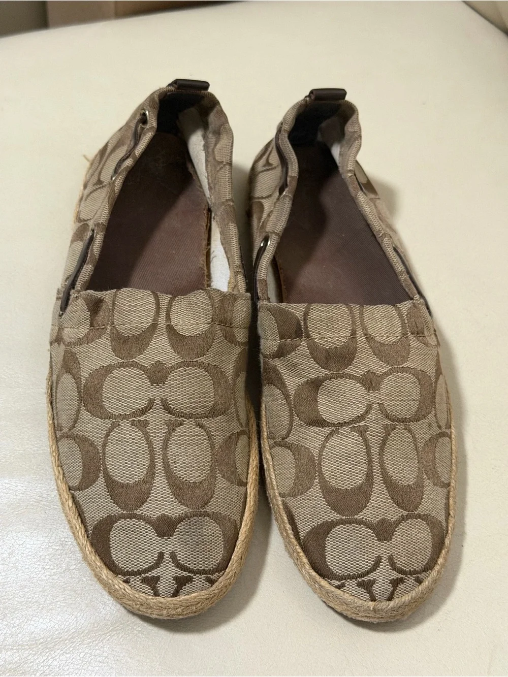 Coach women's Signature Canvas Slip-On Espadrilles in Brown size 7